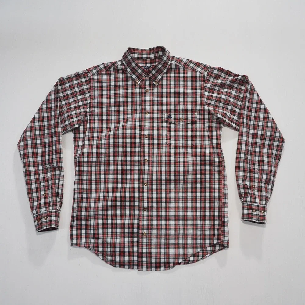 Brooks Brothers Shirt Boys Large Red White Plaid Button Down Cotton Classic Fit